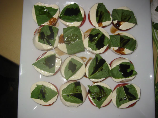 mozzarella, basil, and tomato