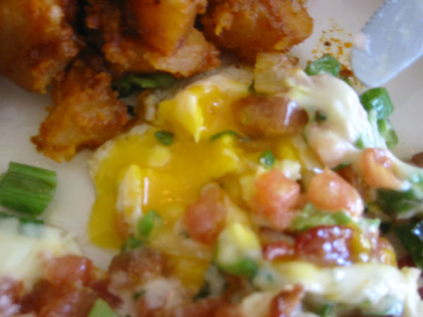 country style eggs close-up